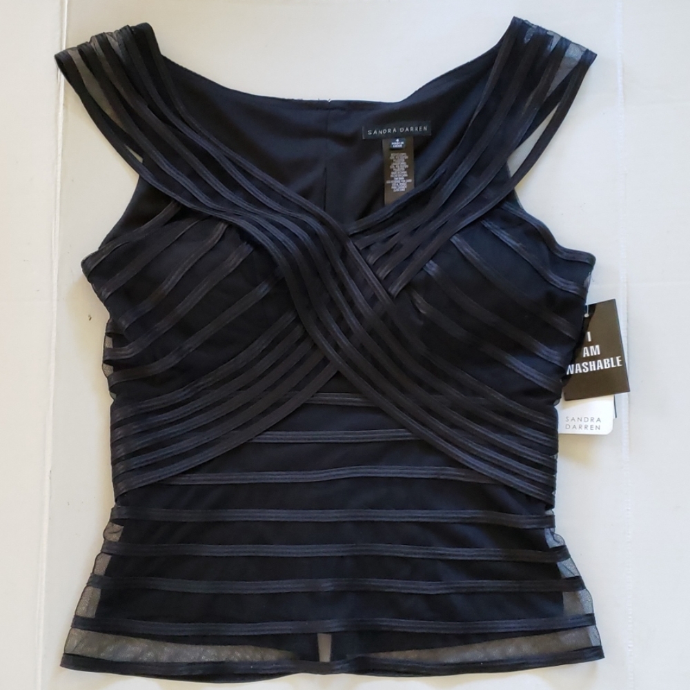 Sandra Darren ladies Black Sheer Top sleeveless